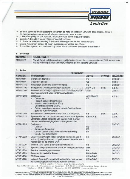 Penske logistics actielijst 2