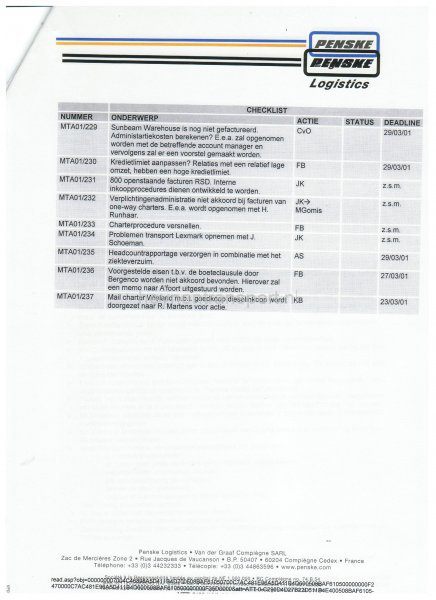 Penske logistics actielijst 3