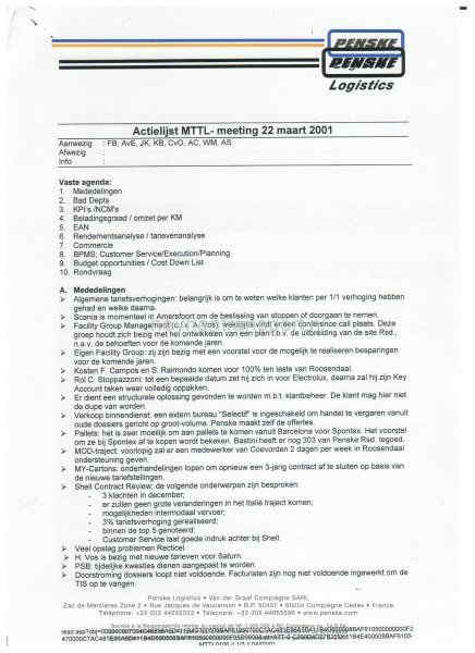 Penske logistics actielijst