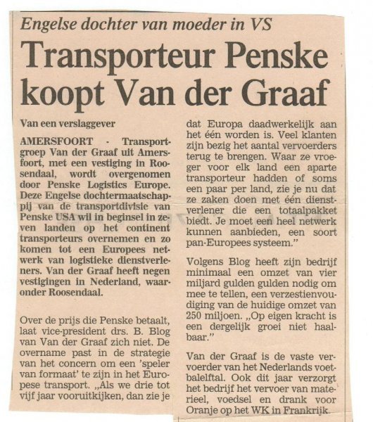 Transporteur Penske koopt van der Graaf 1