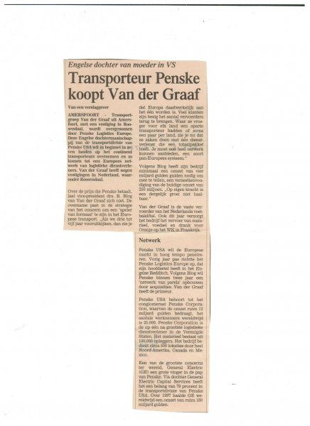 Transporteur Penske koopt van der Graaf