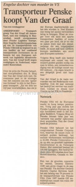 Transporteur Penske koopt van der Graaf