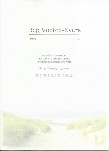 Bep Voetee Evers rouwbrief1