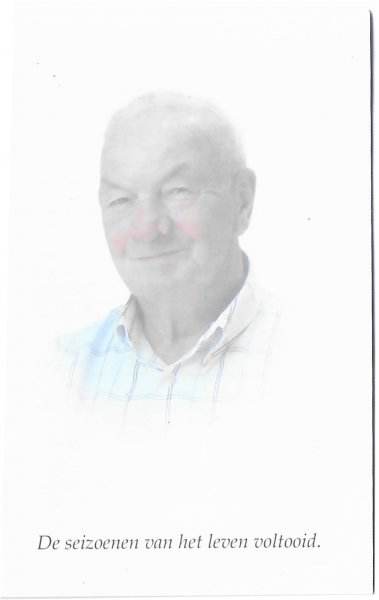 Jos Kouters Rouwkaartje Voorkant