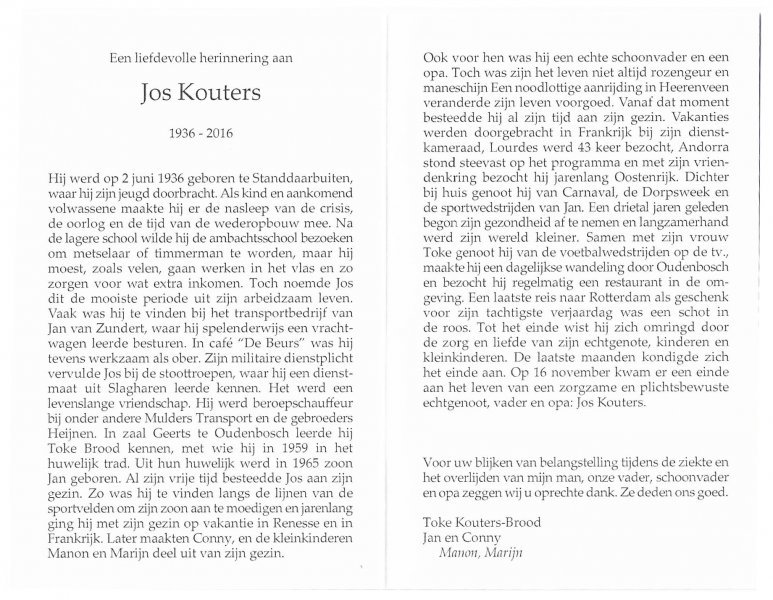 Jos Kouters bidprentje