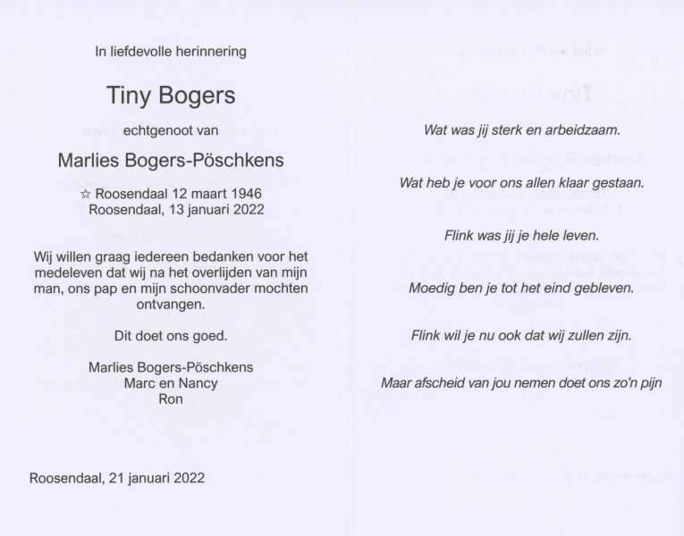 bidprentje-Tiny-Bogers
